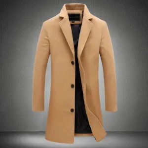 2023 Autumn And Winter New Men's Solid Color Casual Business Woolen Coats