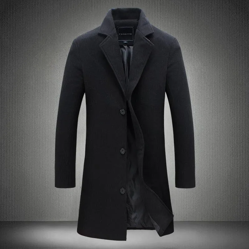 2023 Autumn And Winter New Men's Solid Color Casual Business Woolen Coats