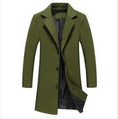 2023 Autumn And Winter New Men's Solid Color Casual Business Woolen Coats