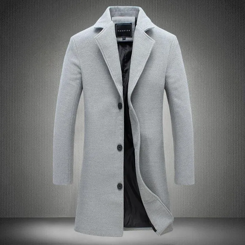 2023 Autumn And Winter New Men's Solid Color Casual Business Woolen Coats