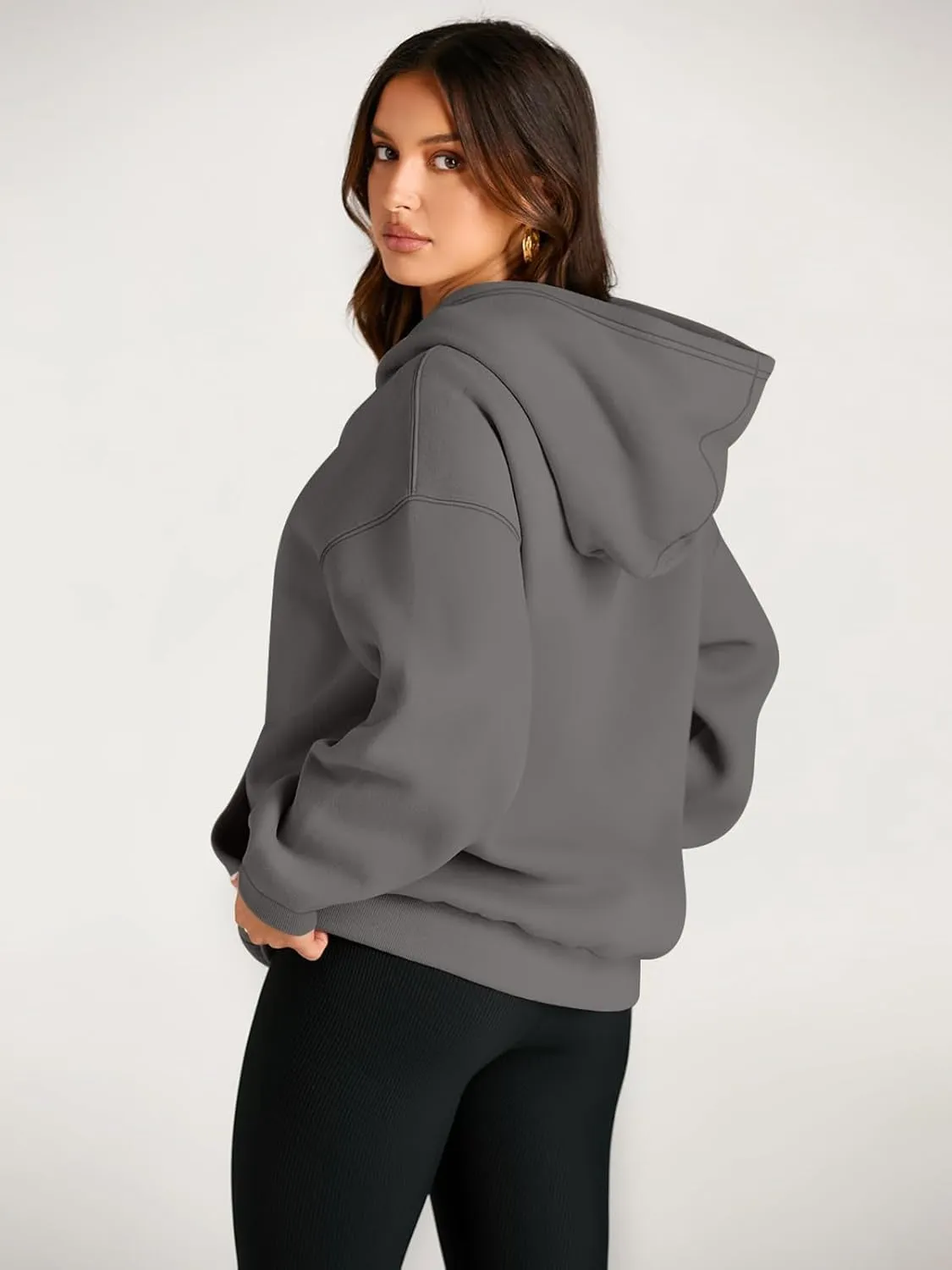 Women’s Oversized Fleece Hoodie – Cozy Pullover Sweatshirt with Pocket for Fall & Winter