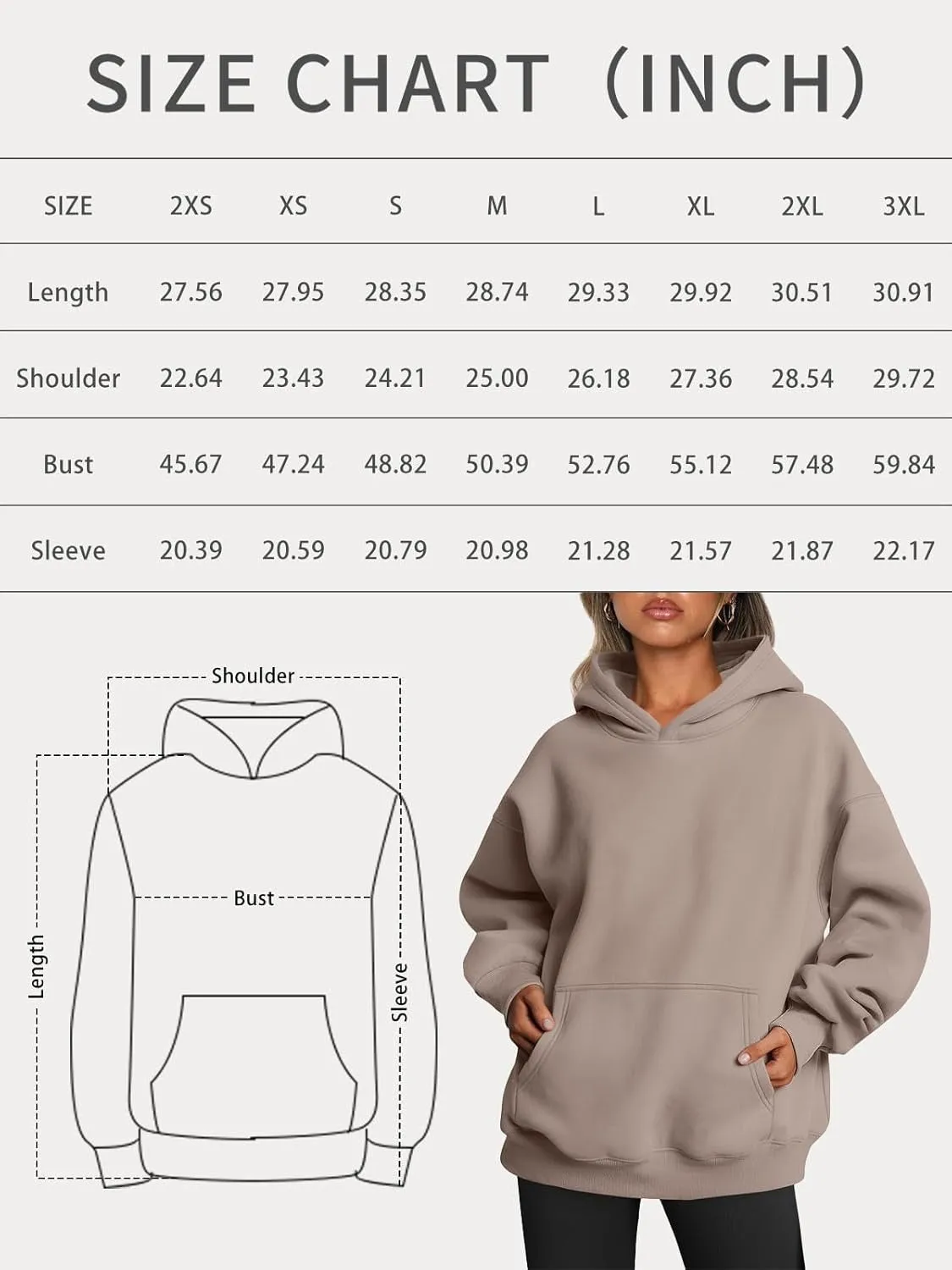 Women’s Oversized Fleece Hoodie – Cozy Pullover Sweatshirt with Pocket for Fall & Winter