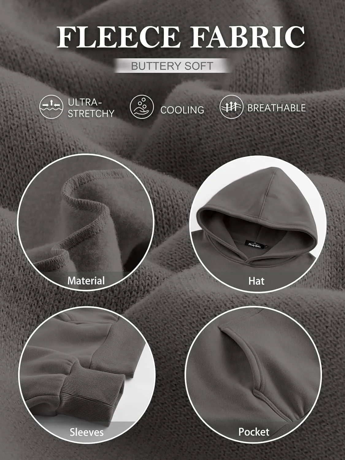 Women’s Oversized Fleece Hoodie – Cozy Pullover Sweatshirt with Pocket for Fall & Winter