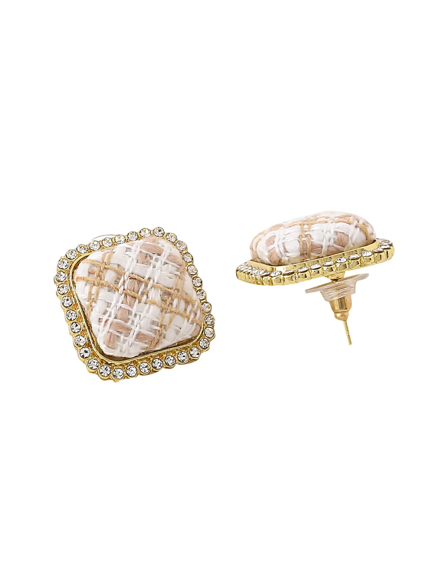 Yellow Chimes Earrings For Women Adorable Square Shaped Crystal Beaded Stud Earrings For Women and Girls